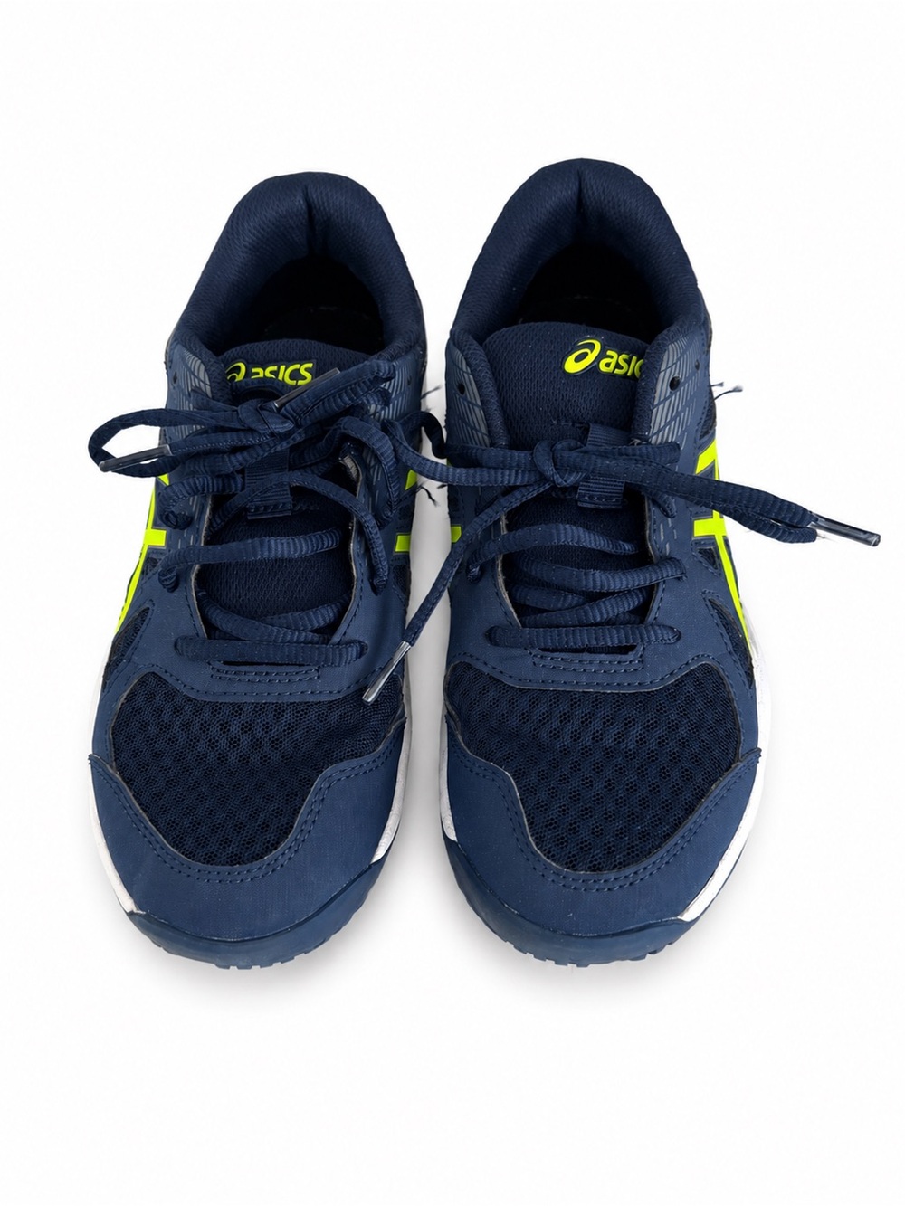 ASICS Kids Navy Sneakers with Neon Yellow Accents